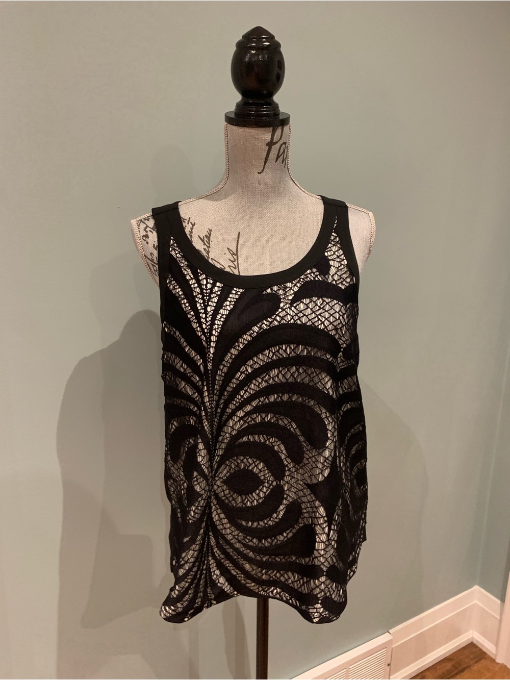 Express Black Lace Overlay Tank Top